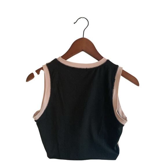 SHEIN cream/black cropped tank top with Eye and Hand graphic —size S - Picture 3 of 5